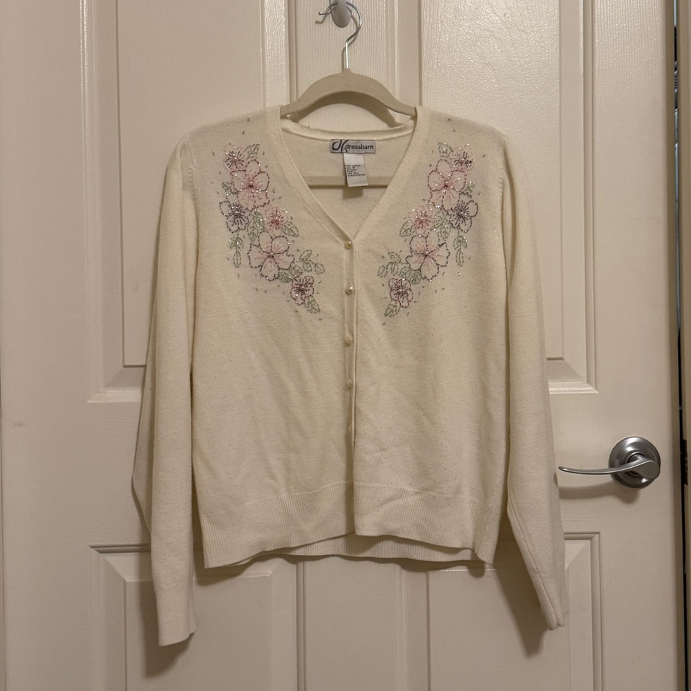 Beaded cream cardigan size M